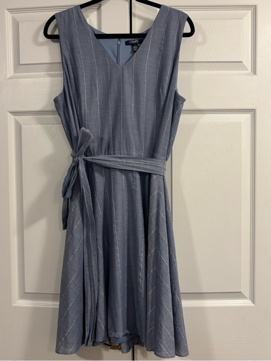 Chaps Dresses & Skirts - Chaps Silver Chambray Metallic Striped Sleeveless Dress